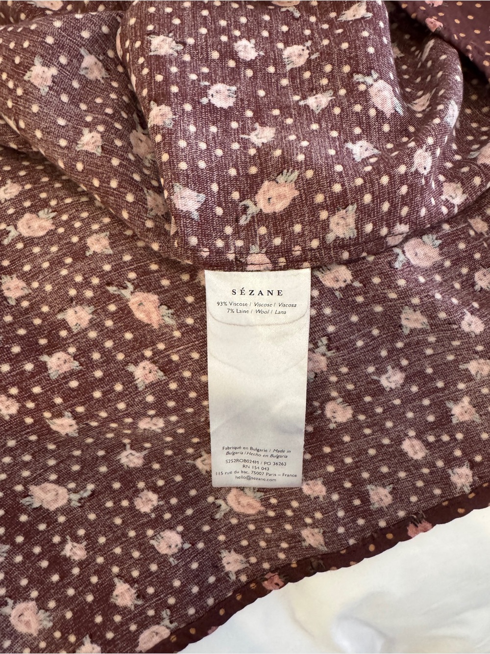 Sezane Long-Sleeve Button-Front Floral Shirt Dress with Belt - Picture 6 of 7